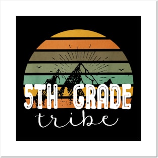 Fifth Grade Tribe Teacher Student Team 5th Grade Retro T-Shirt Posters and Art